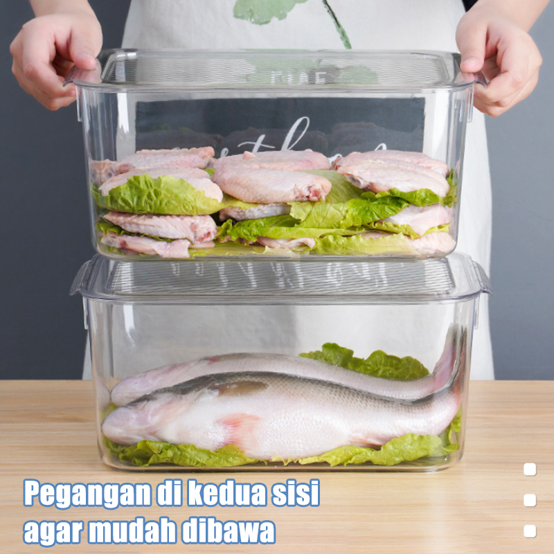 Letyeah &amp; Kaizenliving Kotak Penyimpanan Kulkas Makanan Untuk Wadah Sayur Buah Organizer Multifungsi Food Storage Box