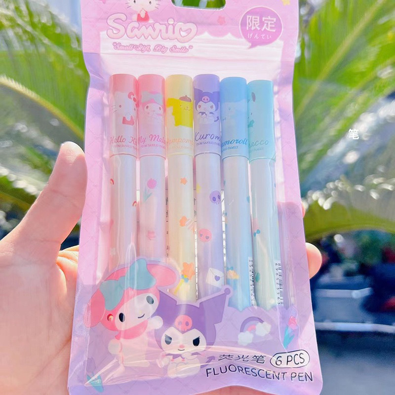 6pcs Spidol Highlighter Warna Pastel Fluorescent Bentuk Telapak Kaki Kucing Untuk Sekolah / Kantor