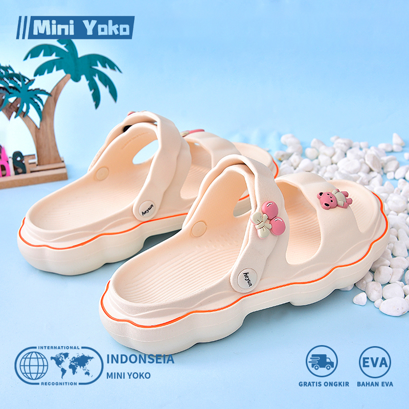 Mini Yoko Sandal Wanita Tali Terbaru 2023 Sandal Slop Jelly Koran Style  Sepatu Sendal Wanita Soft Slipper Anti Slip Empuk Anti-Slip