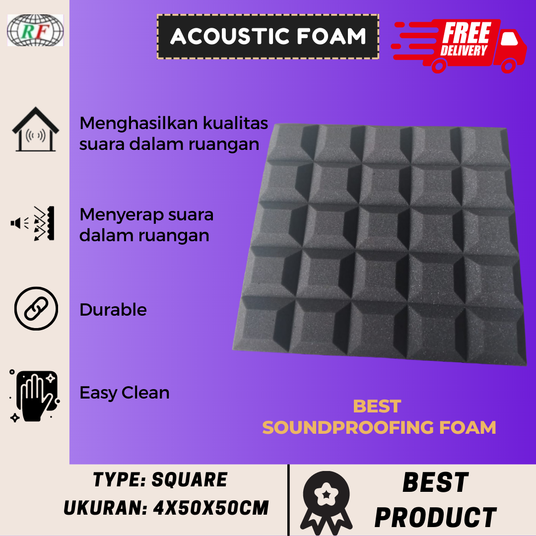 Peredam Suara Ruangan 4cm X 50 X 50 Busa Acoustic Square Foam