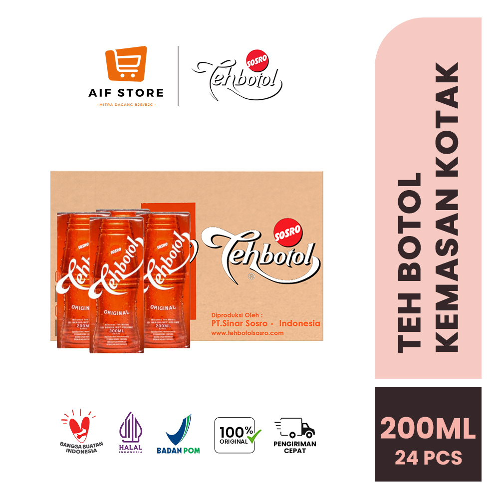 Teh Botol Sosro 1 Dus Kemasan Kotak isi 200 ml isi Original BPOM 24 pc