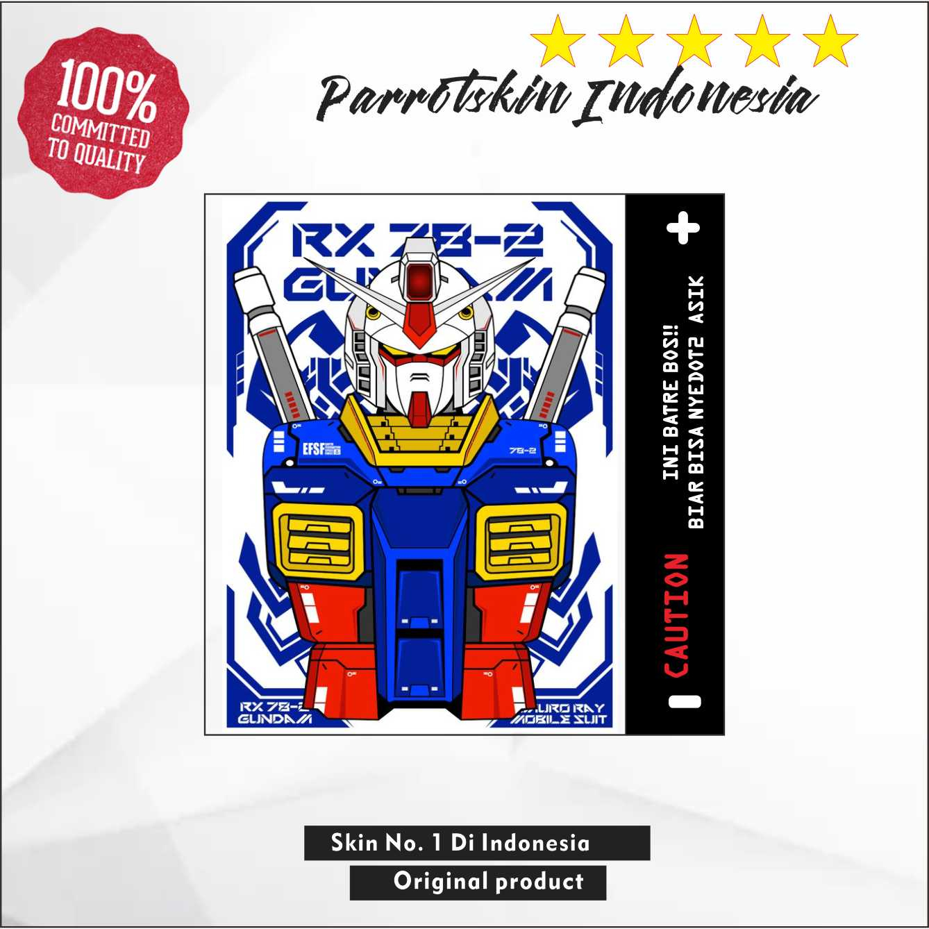 Stiker Garskin Wrap Baterai 18650 Gundam Edition Bisa custom PER BUAH