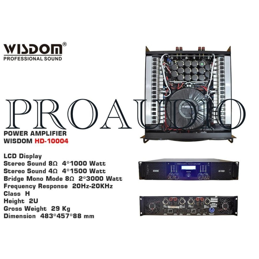 Power Wisdom HD10004 4 Channel Power Amplifier Wisdom HD-10004 Ori