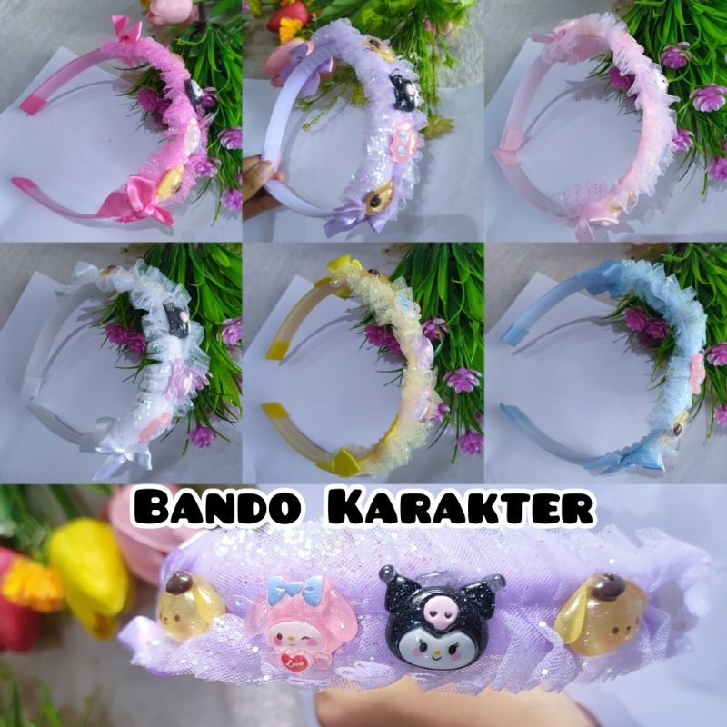 Bando Anak Cewek Perempuan Bandana Lucu karakter kekinian pita kartun hellokitty bulu bunga Aksesoris rambut terbaru