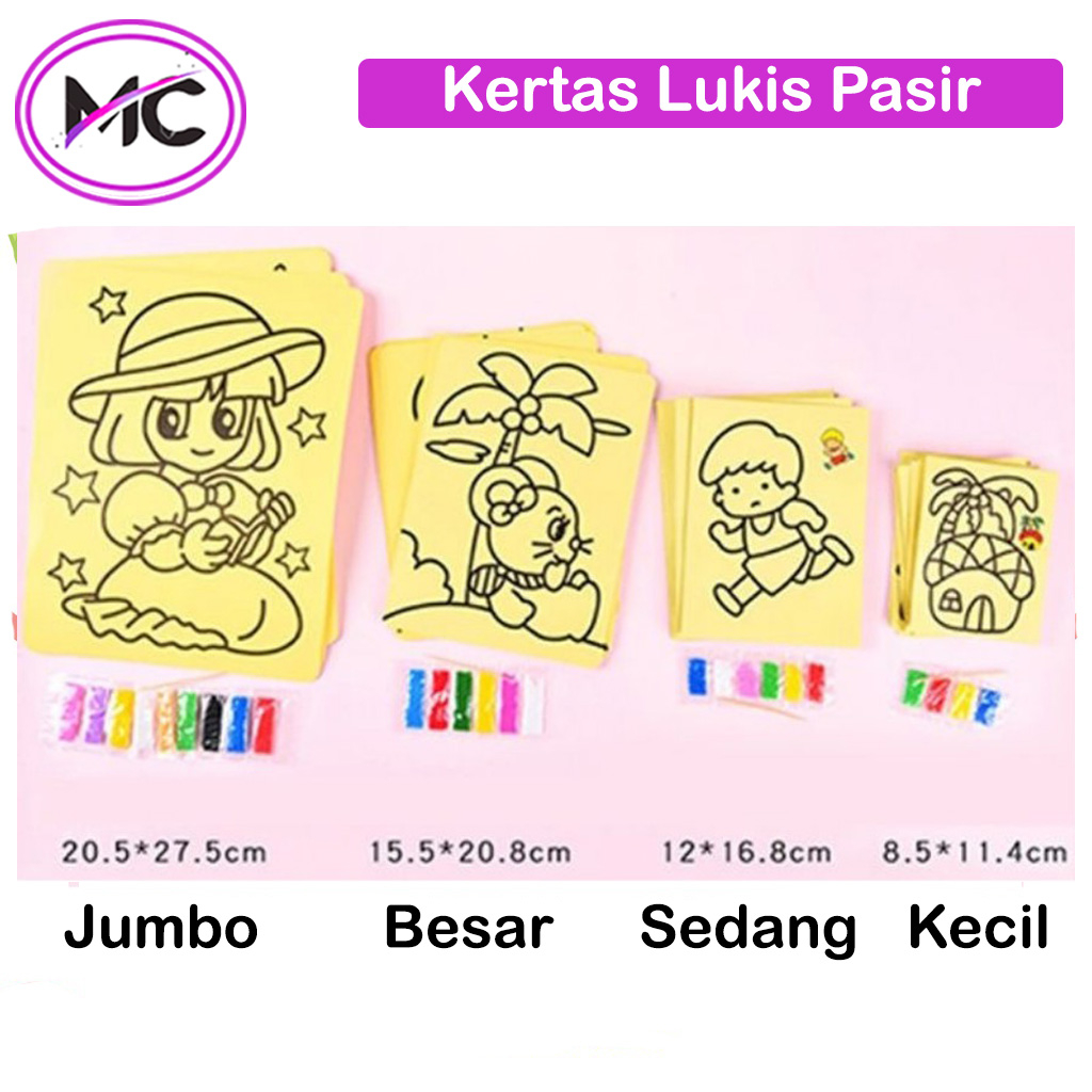 Mainan Kertas Mewarnai Pasir Lucu Sand Painting Sticker Lukis Pasir Mainan Edukasi Anak Lukisan Penghilang Stres