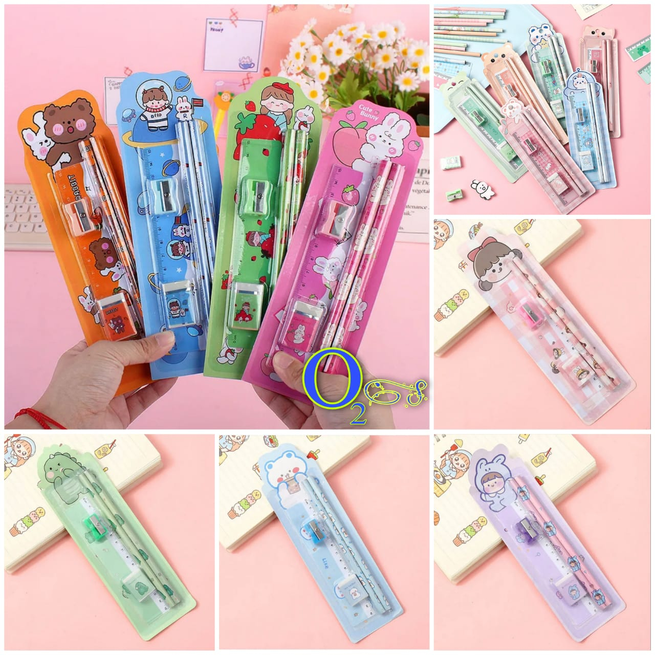 

O2S - Pensil Set 5 in 1 Karakter Lucu Alat Tulis Sekolah Stationery Set 5 in 1