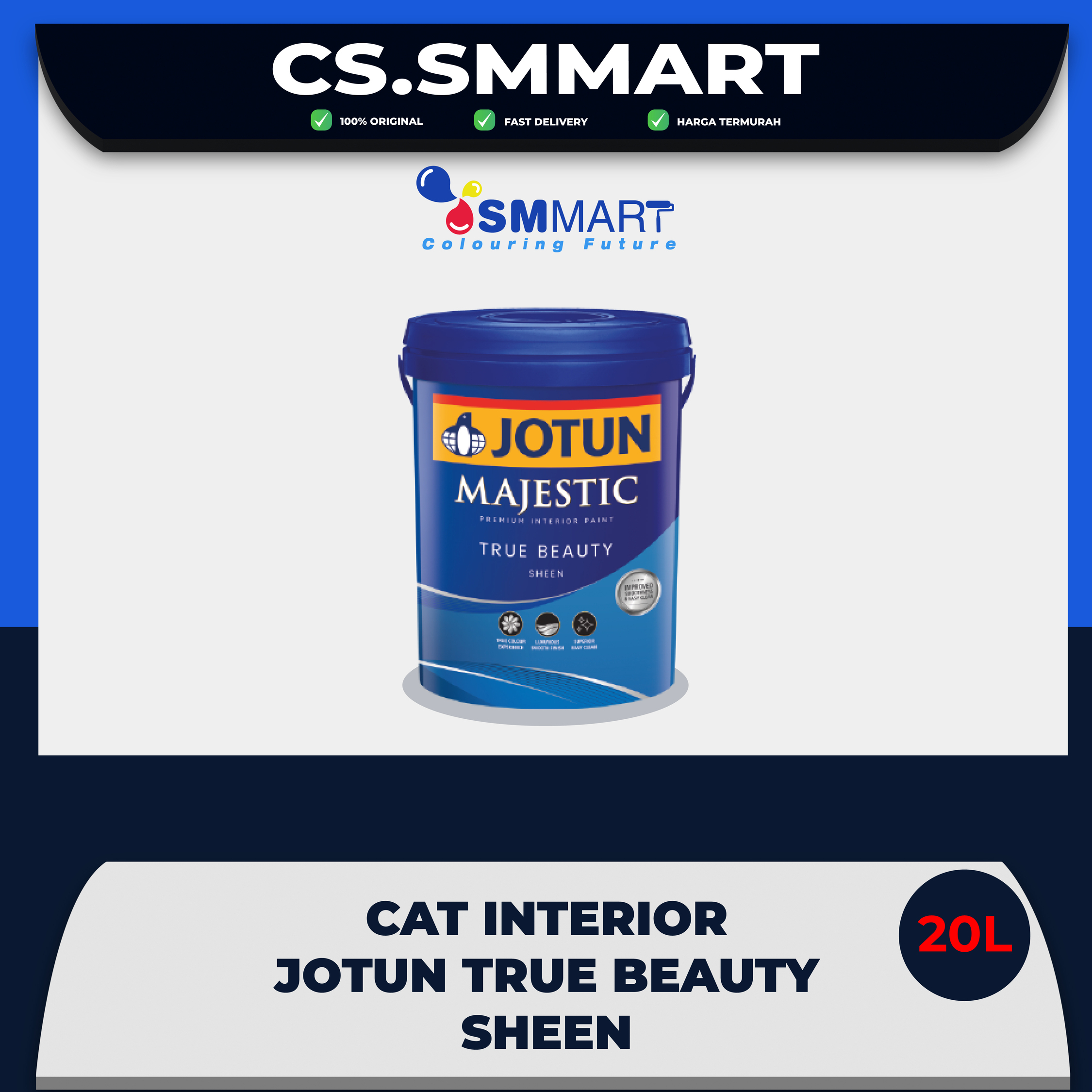 Cat Tembok Interior Jotun Majestic True Beauty Sheen White / Warna 20L