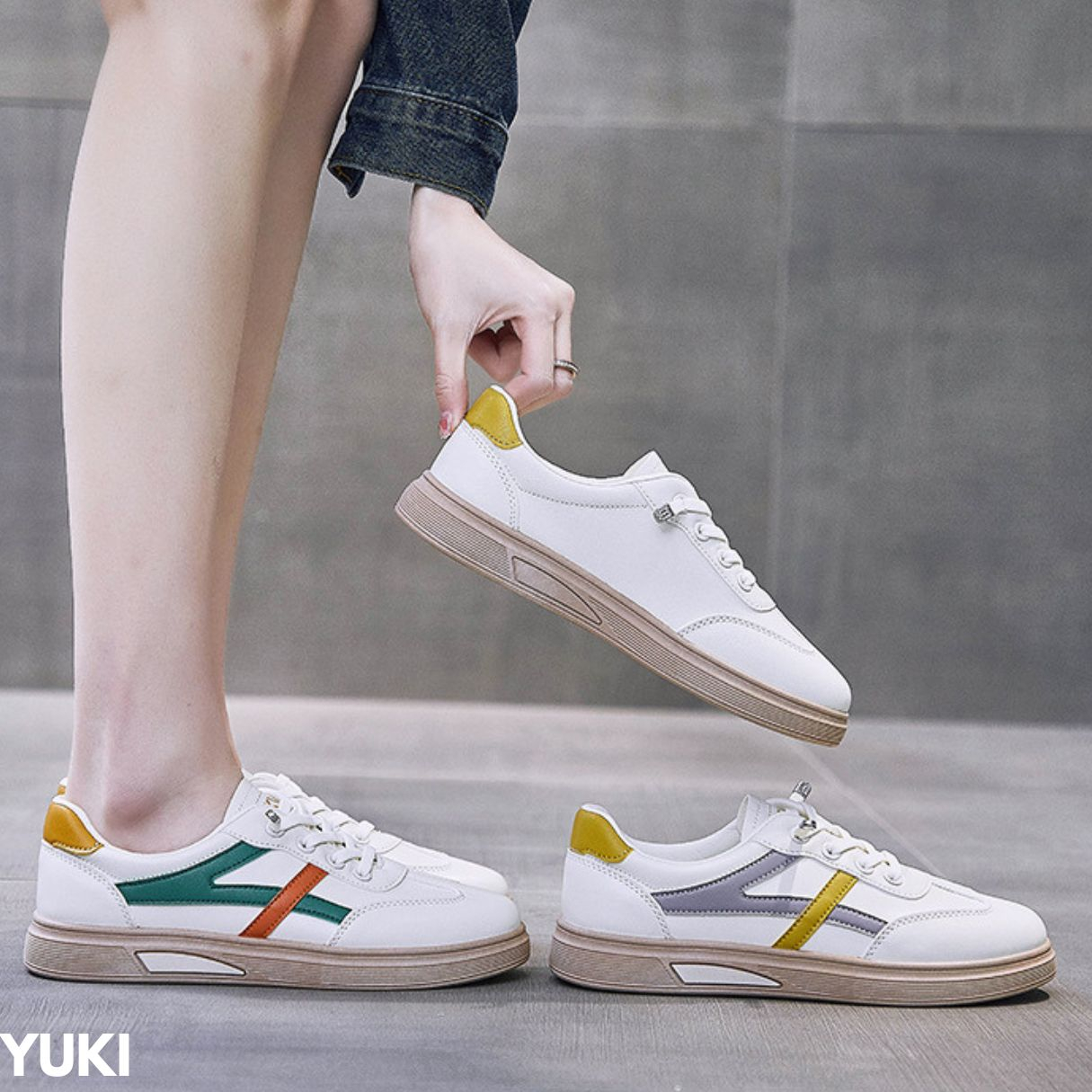 FINDME 36-40 YUKI SEPATU SNEAKERS WANITA LIST WARNA INDAH MENAWAN KEREN BAHAN PU IMPORT