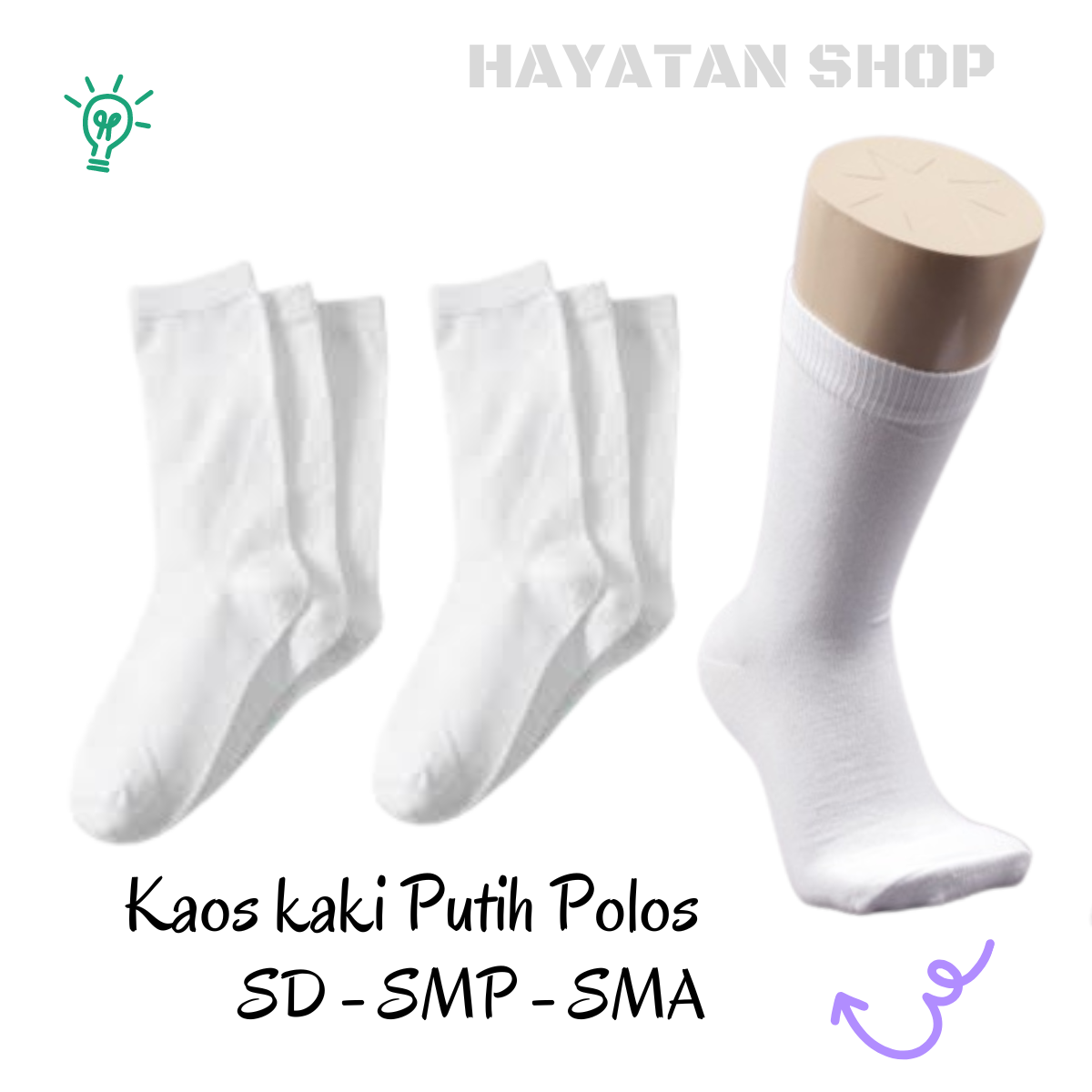 Kaos Kaki Sekolah Putih Polos SD SMP SMU Anak Laki Laki Perempuan