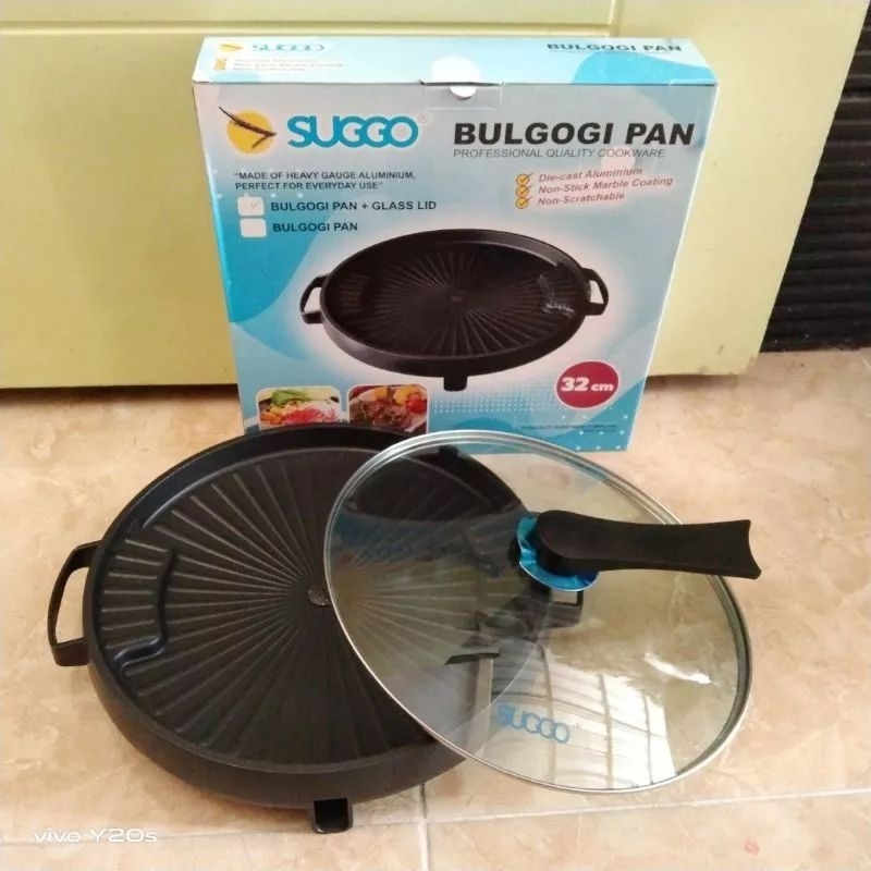 Suggo Bulgogi Grill Pan Pluz Kaca 32cm Alat Panggang Korea Anti Lengket
