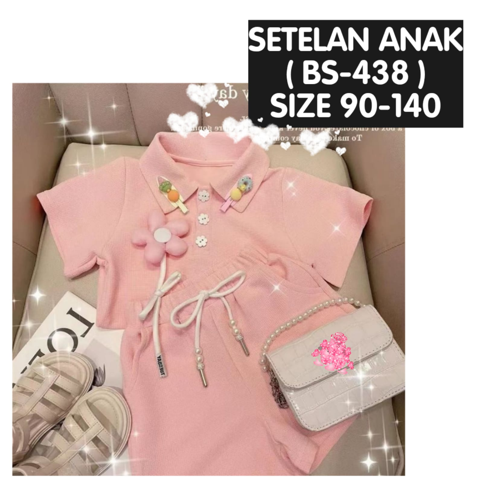 (LOLI-JKT) BS-438 SET IMPORT MOYAO FREE PIN + JEPIT RAMBUT SIZE 90-140