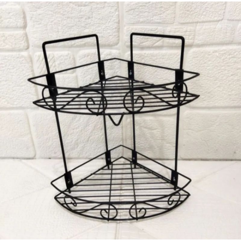 Rak Sudut Kamar Mandi Besi Susun 2 Rak Sabun Kamar Mandi Gantung Rak Serbaguna Besi Anti Karat