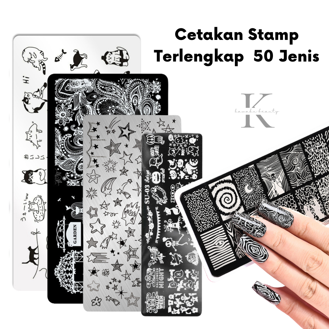 Cetakan Stamp/ Plat Stampel Kuku Motif Hewan/ Bunga/ Karakter Untuk Nail art