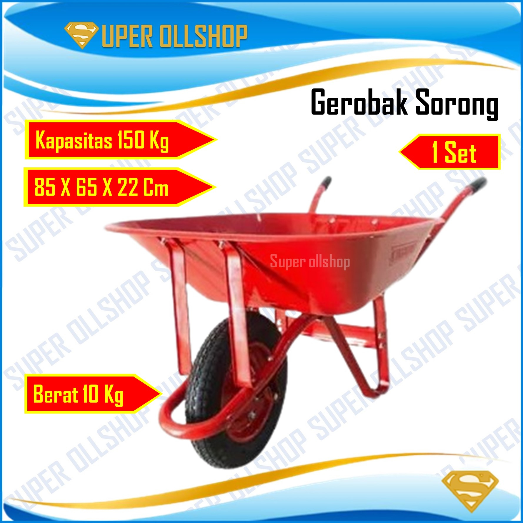 Grobak Roda Ban Hidup / Gerobak Sorong Ekonomis / Gerobak Pasir / Angkong Troli Murah / Wheelbarrow Gerobak Dorong