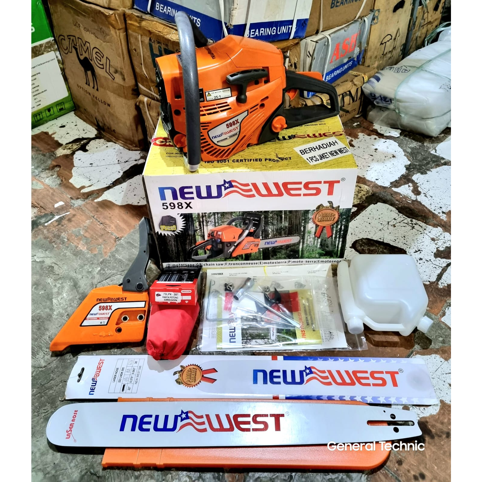 Chainsaw New West 598X Bar 22" Rantai Oregon Mesin Gergaji Kayu New West 598 X Series (Bar Lasertip 