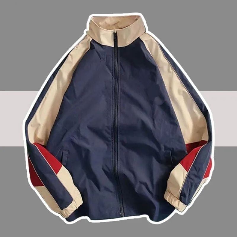 JACKET VINTAGE UNISEX - JACKET RETRO PRIA BAHAN SOFT PARASIT TASLAN - JACKET TRACK VINTAGE PRIA