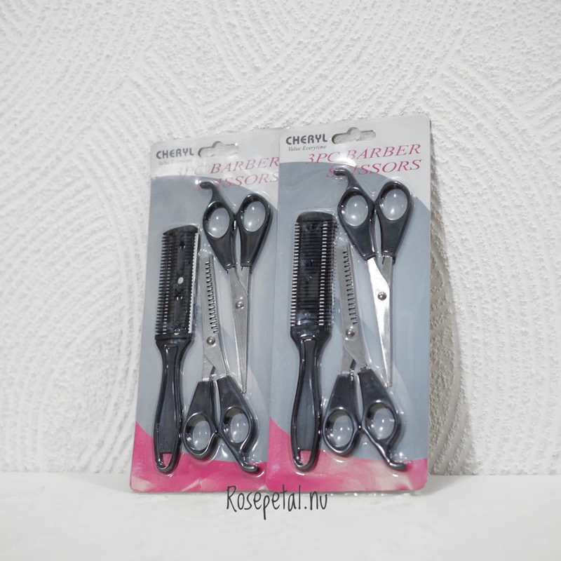 Gunting salon Set 3IN1 - Sasak Sisir Pisau Cukur Rambut Alat Potong Poni Gerigi Cukur Zigzag Salon Japan / alat cukur salon