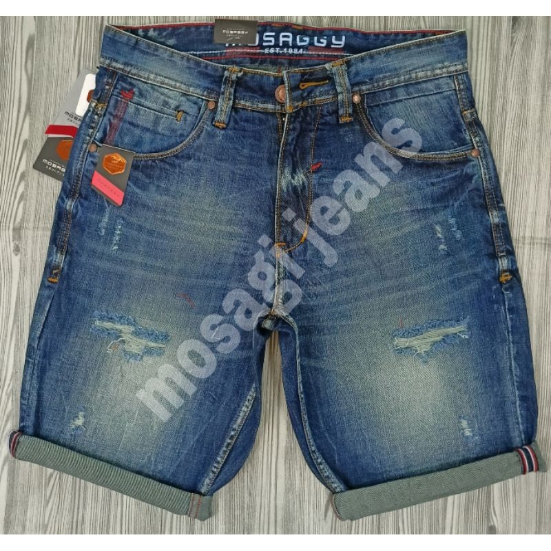 CELANA JEANS PENDEK PRIA MOSAGGY SOBEK PREMIUM