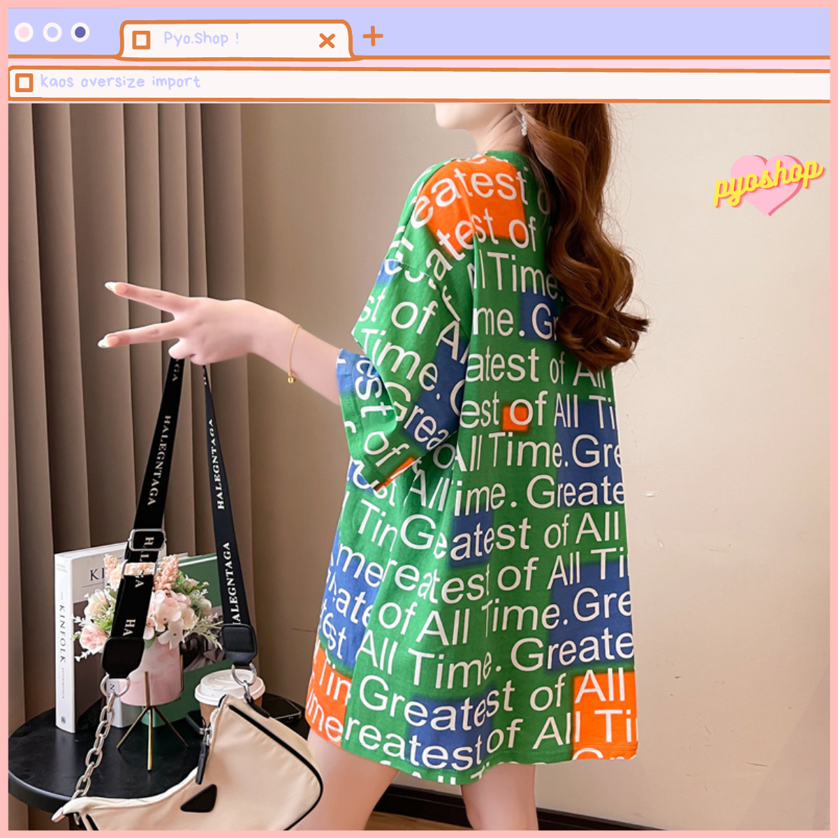 Oversize Tee Tshirt Kaos Import Longgar Tulisan Greatest Of All Time