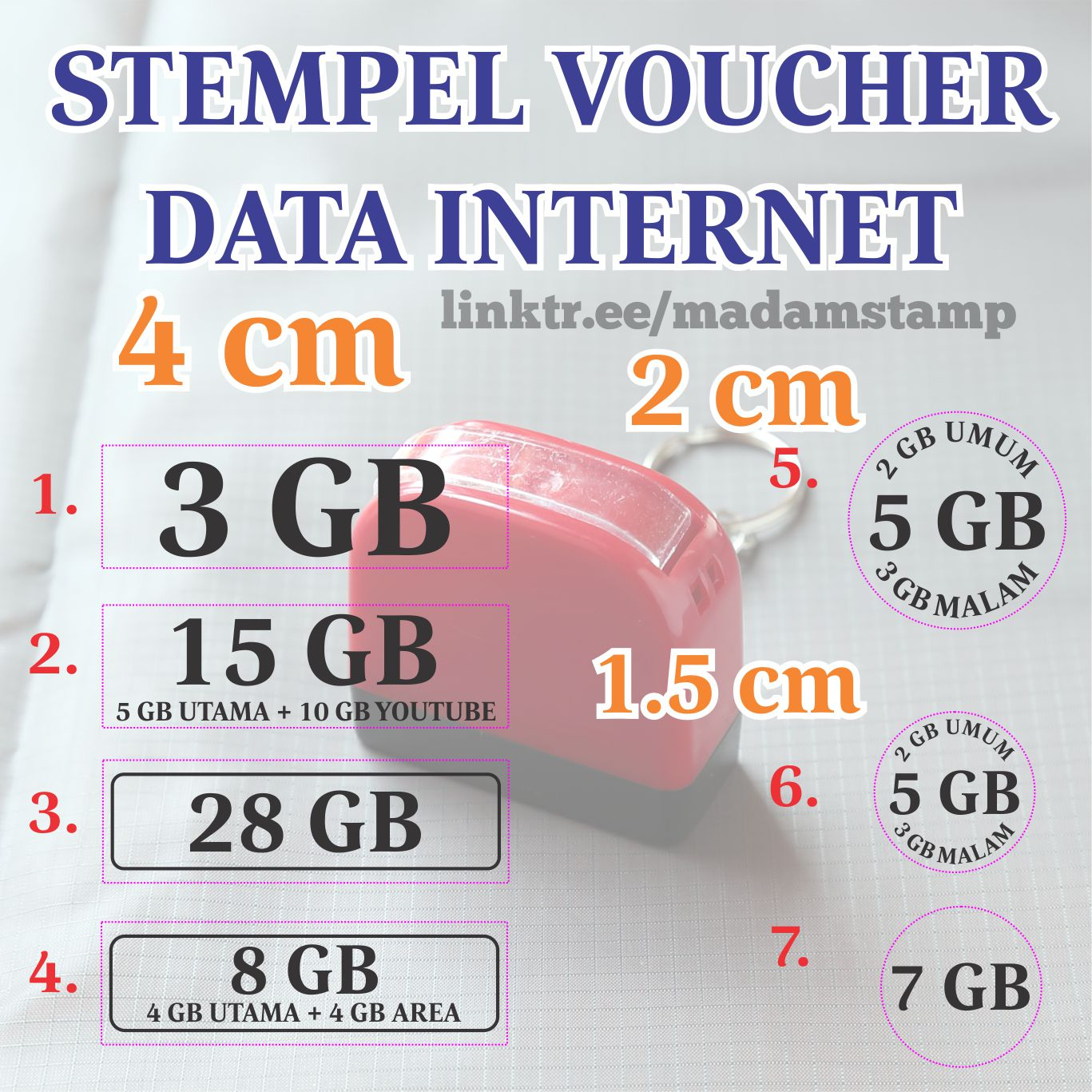 

stempel voucher kuota paket data internet hape selluler warna flash otomatis