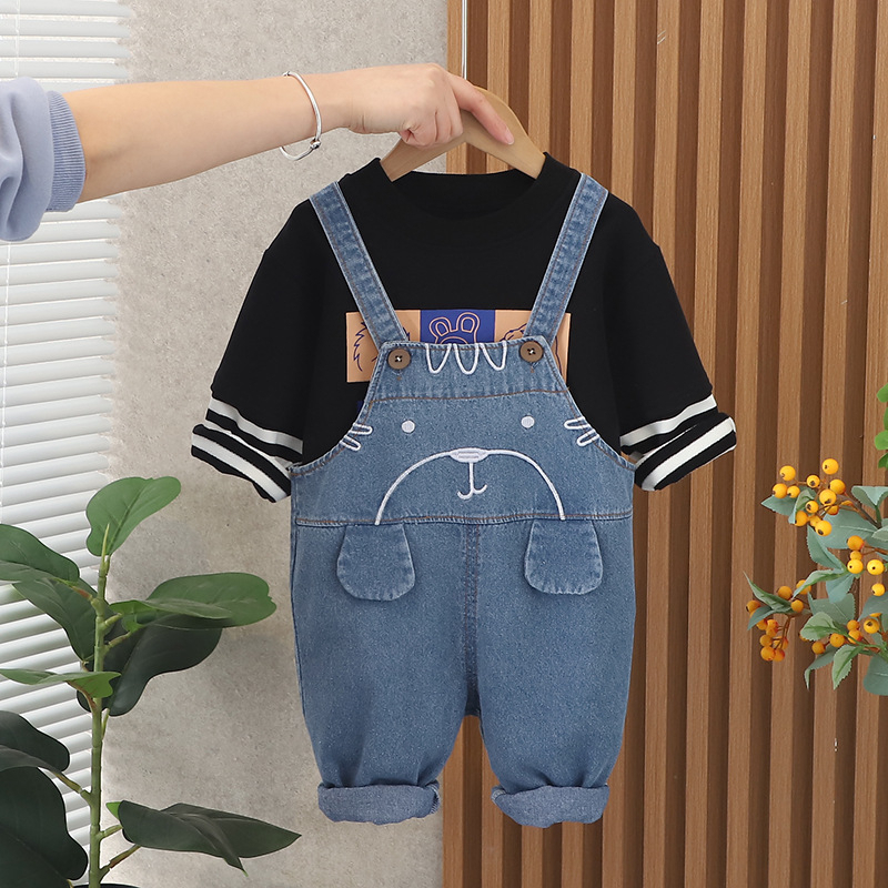 Setelan kodok anak laki laki usia 6 bulan - 5 tahun premium baju keren motif MYART DENIM &amp; BLACK