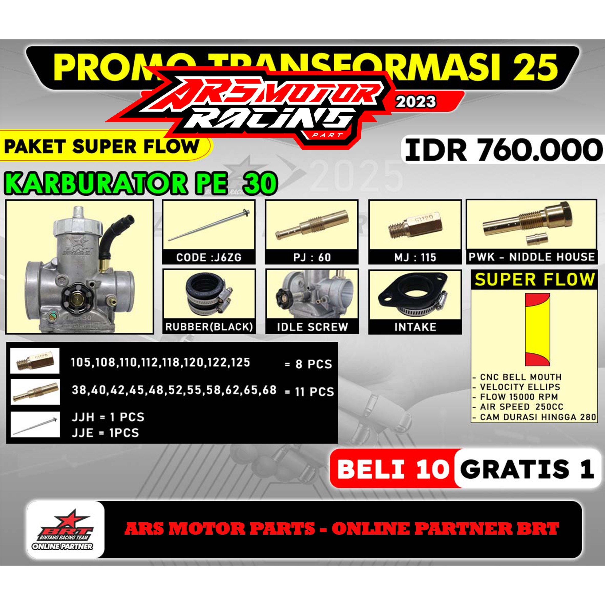 KARBURATOR BRT SUPER FLOW PE 28 PE 30 BRT - KARBU BRT PE 28 - PE 30 SUPER FLOW