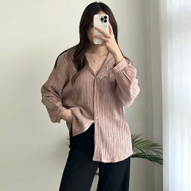 Kemeja Wanita Harri Shirt Basic Lady Crush Oversize