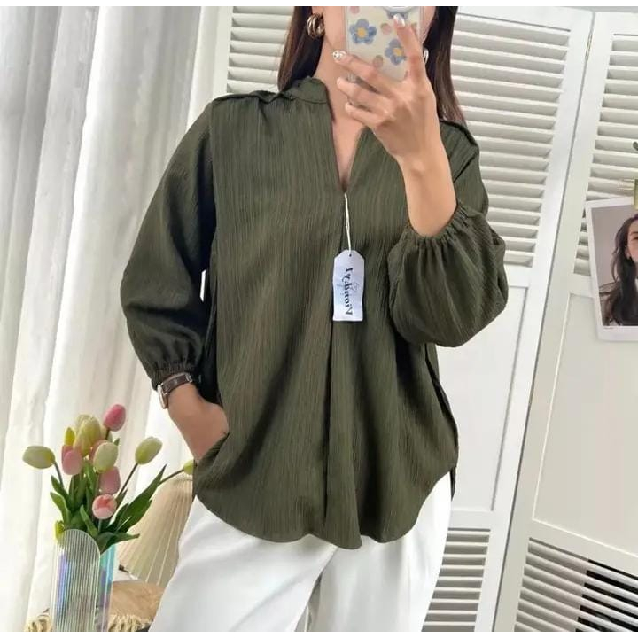 LIVIA BLOUSE WANITA LADY CRUSH | OUTER BABY CRUSH | ATASAN WANITA LENGAN PANJANG