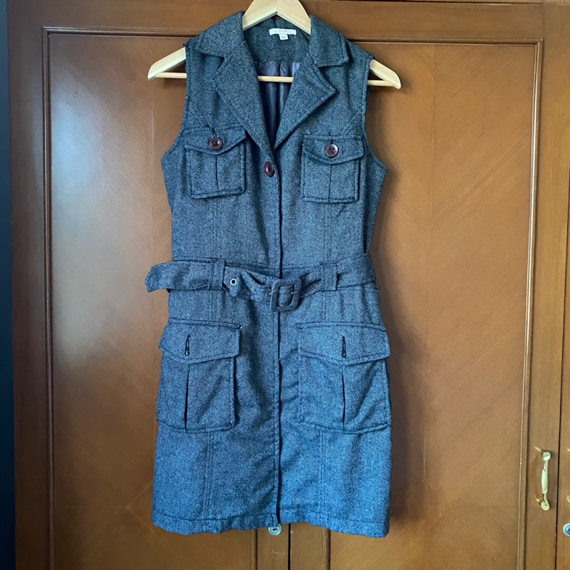 Leaf Dress rompi jeans / coat midi wanita/ baju luaran perempuan