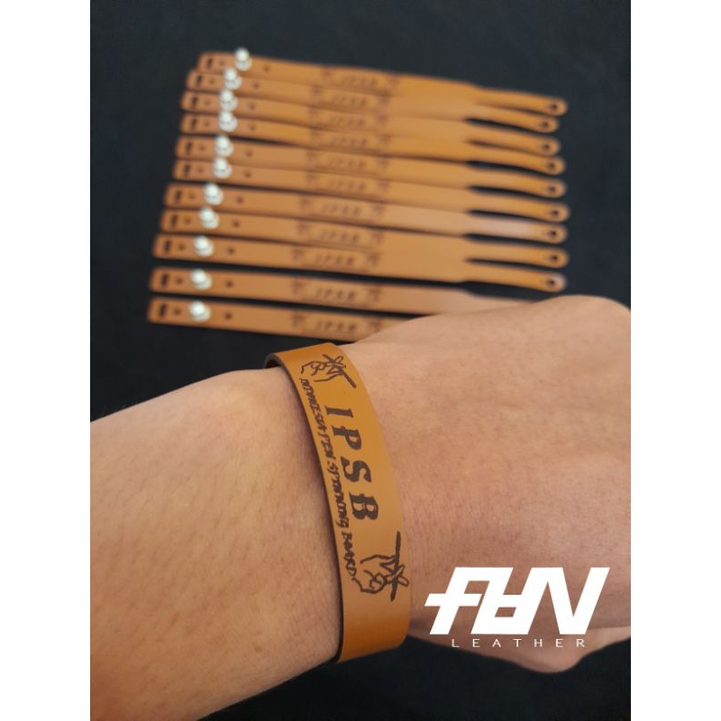Gelang kulit custom nama logo pria wanita free custom