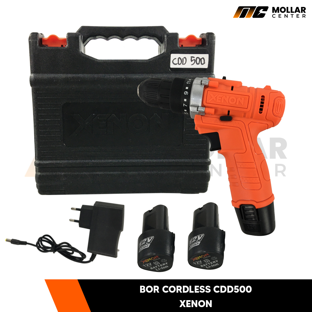 XENON CDD500E Mesin Bor Cas Charger 12V Cordless Drill 1 Baterai MESIN BOR TANGAN