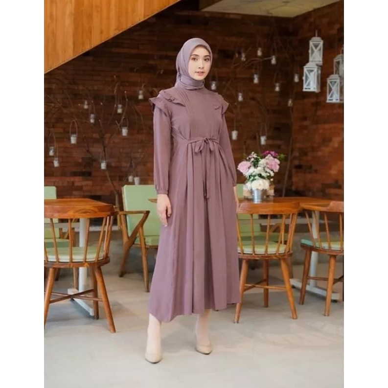 Sandira Gamis | Gamis Muslim Kancing Busui | Maxy Dress | Gamis Rampel Crinkle Airflow