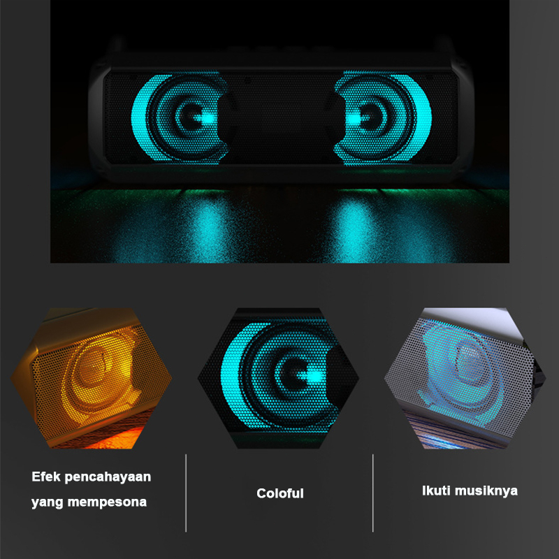 [BISA COD] Speaker Bluetooth Wireless With Belt Portable Stereo Music Speaker Original 100% Waterproof Speaker Bluetooth Super Bass