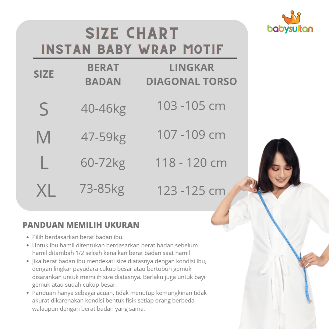 Gendongan Bayi Depan M Shape Motif 3in1 Instan Baby Wrap Premium dengan Sash Belt babysultan