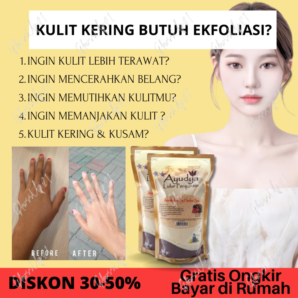 LULUR PEMUTIH BADAN PERMANEN SCRUB BADAN AYUDYA LULUR PENGANTIN 1000GR AROMATHERAPY HERBAL SPA LULURAN PEMUTIH BADAN PERAWATAN TUBUH