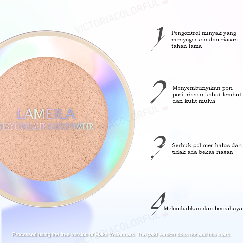 Lameila~ Silky Concealer Makeup Powder(bedak padat)