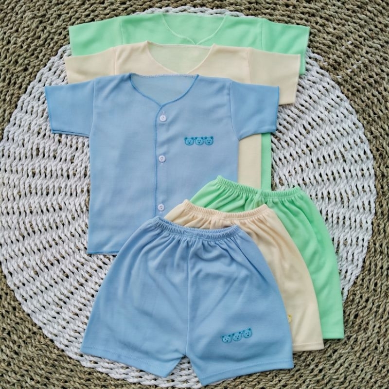 6 PCS/3 Stel Baju Celana Bayi Baru Lahir Stelan Baju Baby Newborn Tangan Pendek talitababywear