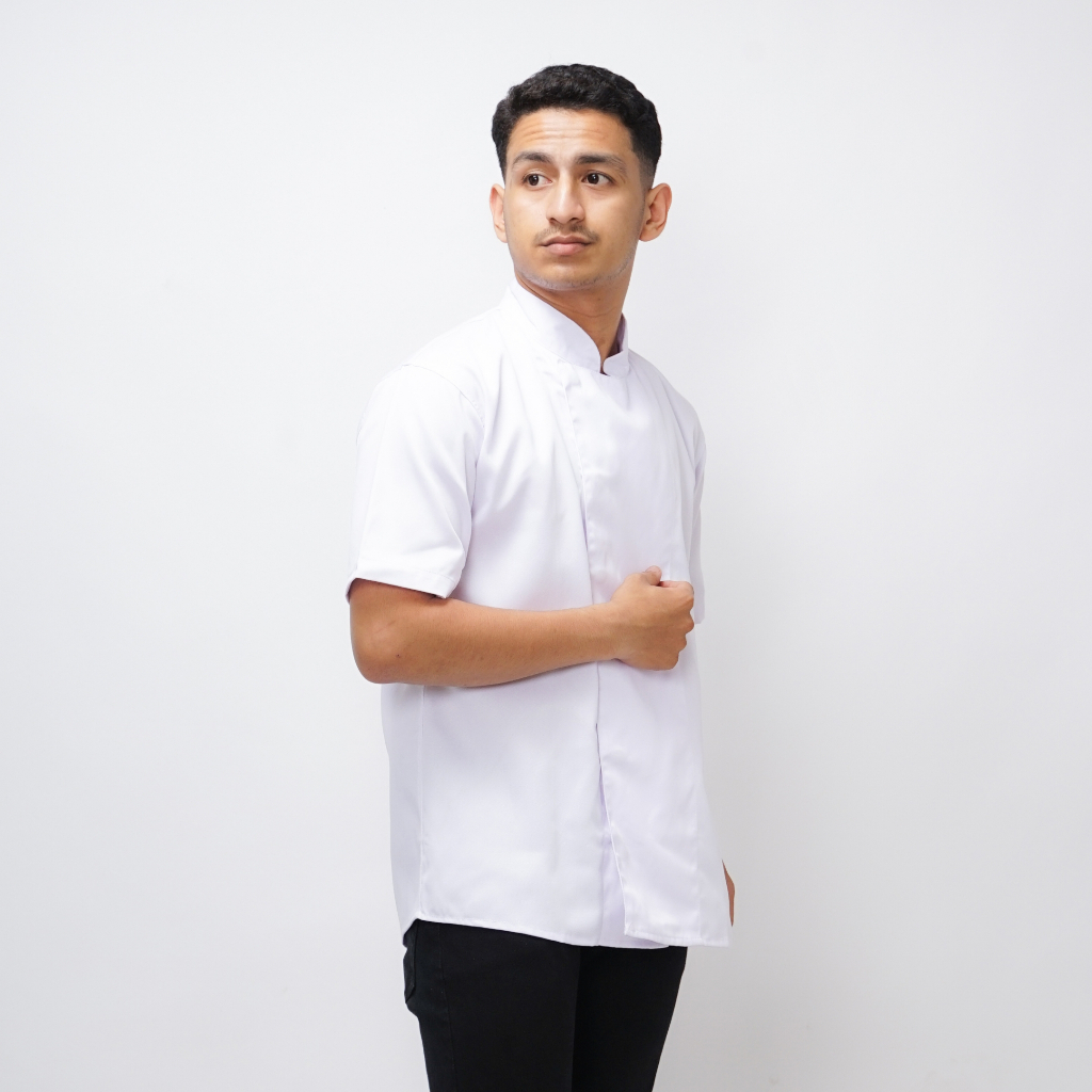 FK - Romain Basic Chef Jacket Short Sleeve Baju Chef Lengan Pendek putih