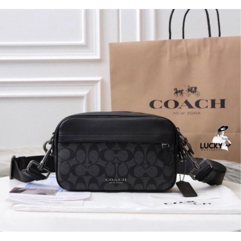 Coach Signature Graham Crossbody Charcoal Black - ORIGINAL 100%