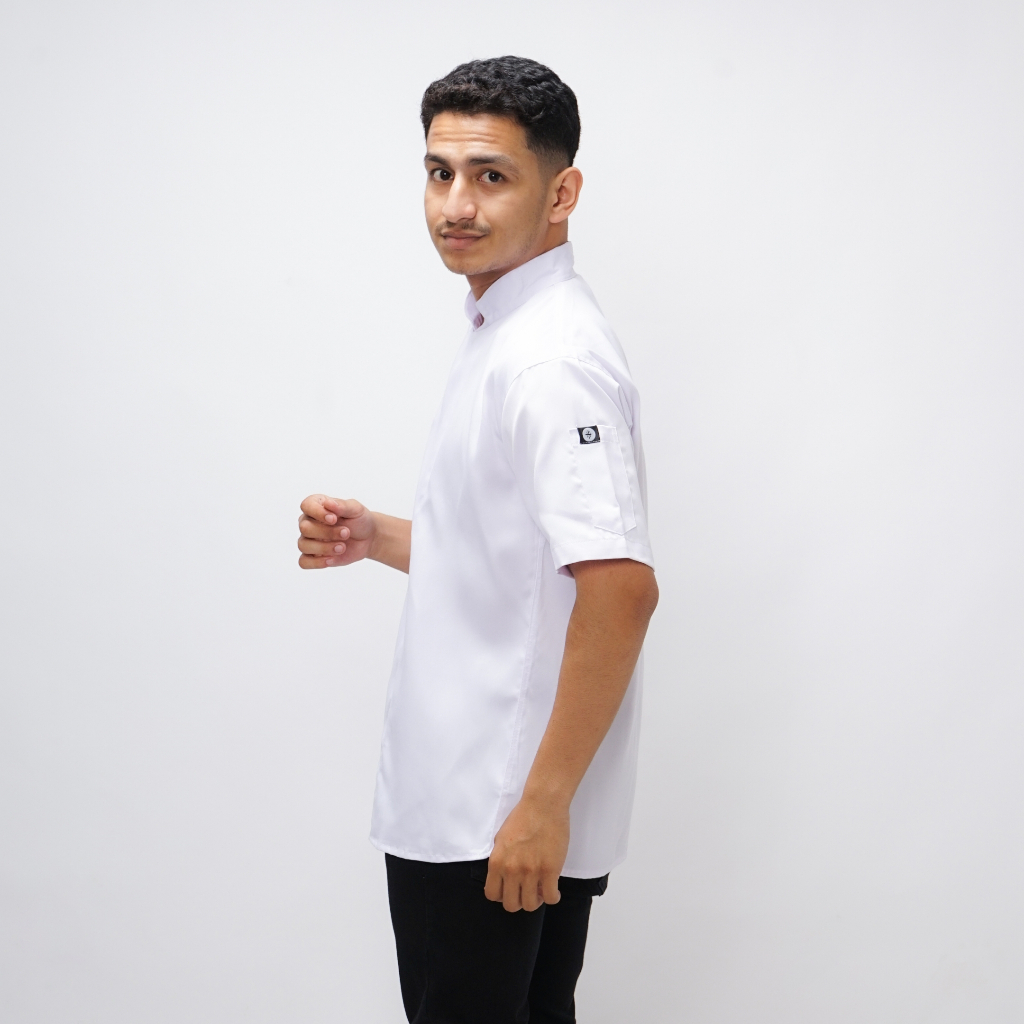 FK - Romain Basic Chef Jacket Short Sleeve Baju Chef Lengan Pendek putih