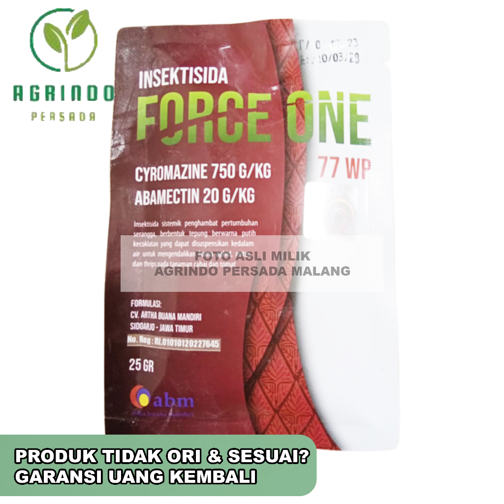 Insektisida Force One 77WP 25 gram | Insektisida Force one 25gram | Insektisida sejenis Trigard, Alget 75WP, Doubel Bahan aktif Siromazin dan abamectin