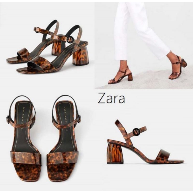 Sepatu ZARA Chunky Leopard Heels Shoes Wanita