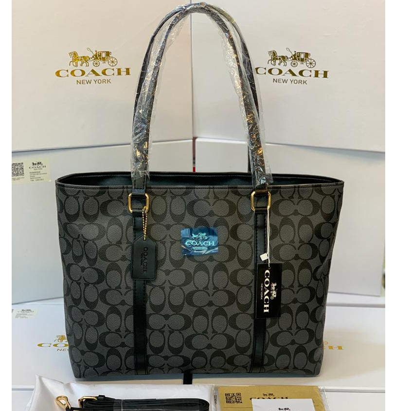 COACH leather tote bag for ladies with one shoulder bag tote terlaris