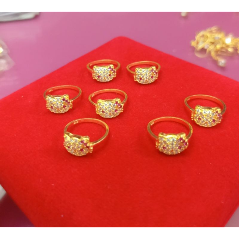 CINCIN ANAK HELLO KITTY PERAK 925 LAPIS MAS 24K