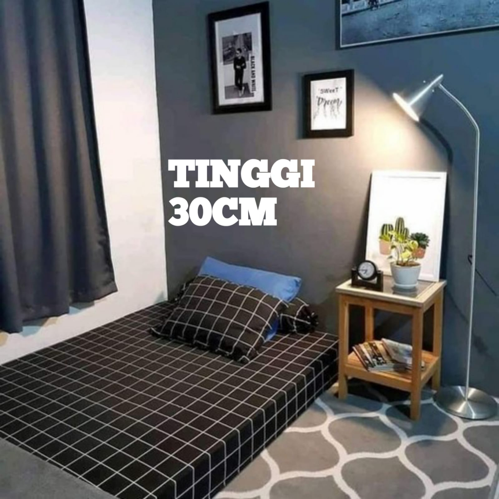 [TINGGI 30CM] SPREI AESTHETIC KOTAK-KOTAK BONUS SARUNG BANTAL DAN SARUNG GULING UKURAN 90X200 120X200 160X200 180X200