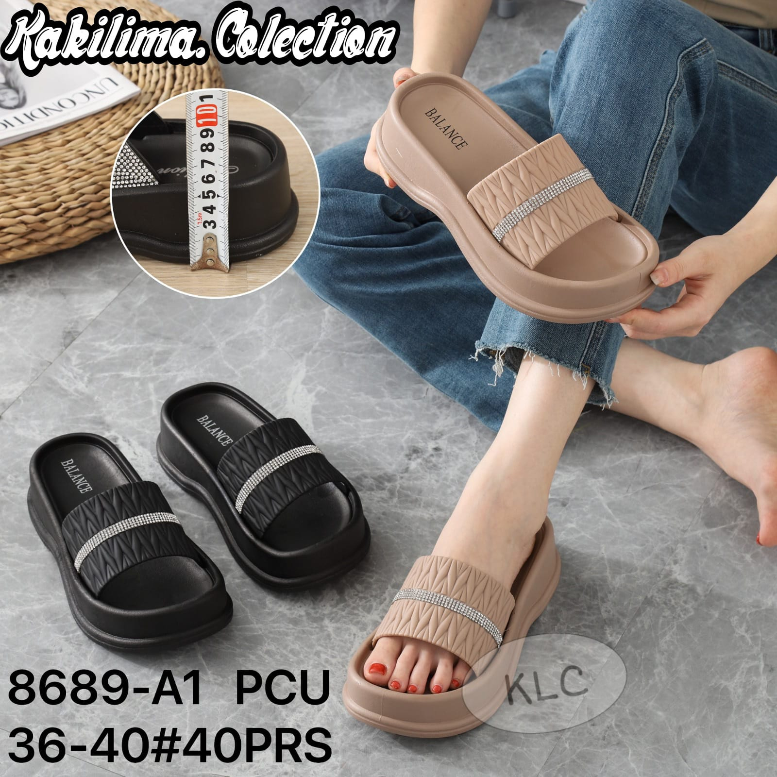 Sandal slop wanita sandal karet jelly wedges perempuan balance 8689-A1