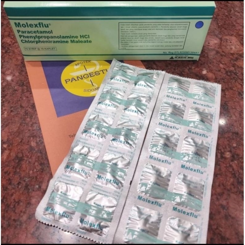 Molexflu 1 Strip 10 Kaplet / Batuk Flu Demam / Molex Flu Molixflu Mulexflu Molexfu Molekfu Molek Flu