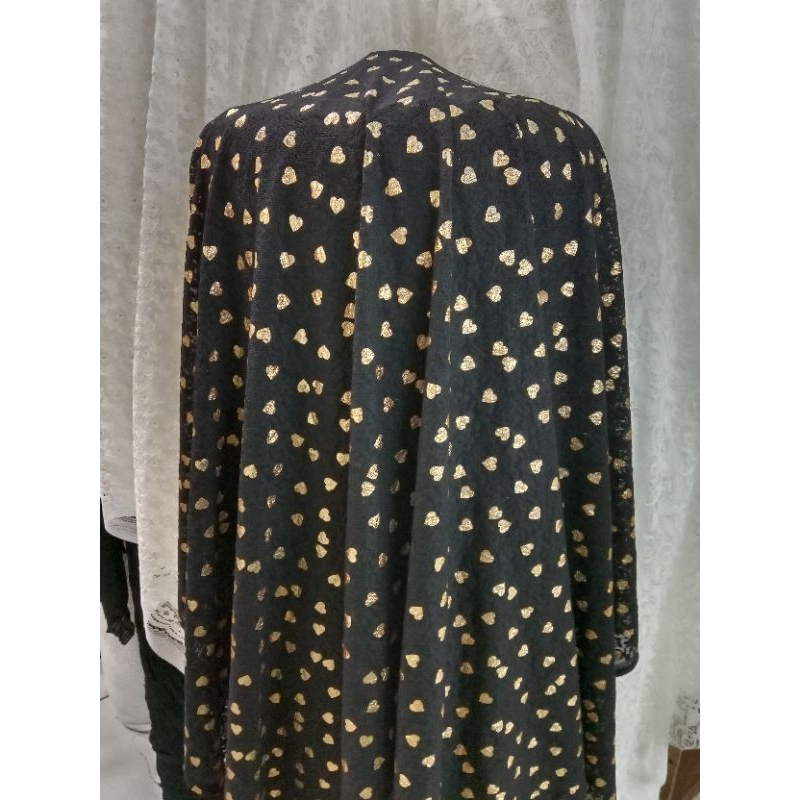 kain/bahan brukat hitam love / brukat import korea