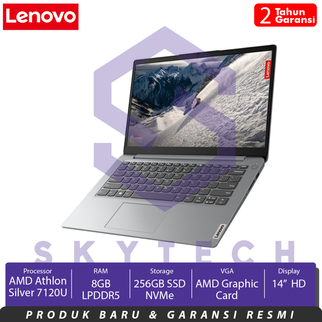 LAPTOP LENOVO IDEAPAD 1 14AMN7 6TID AMD ATHLON 7120U RAM 8GB SSD 256GB WINDOWS11+OHS 82VF006TID