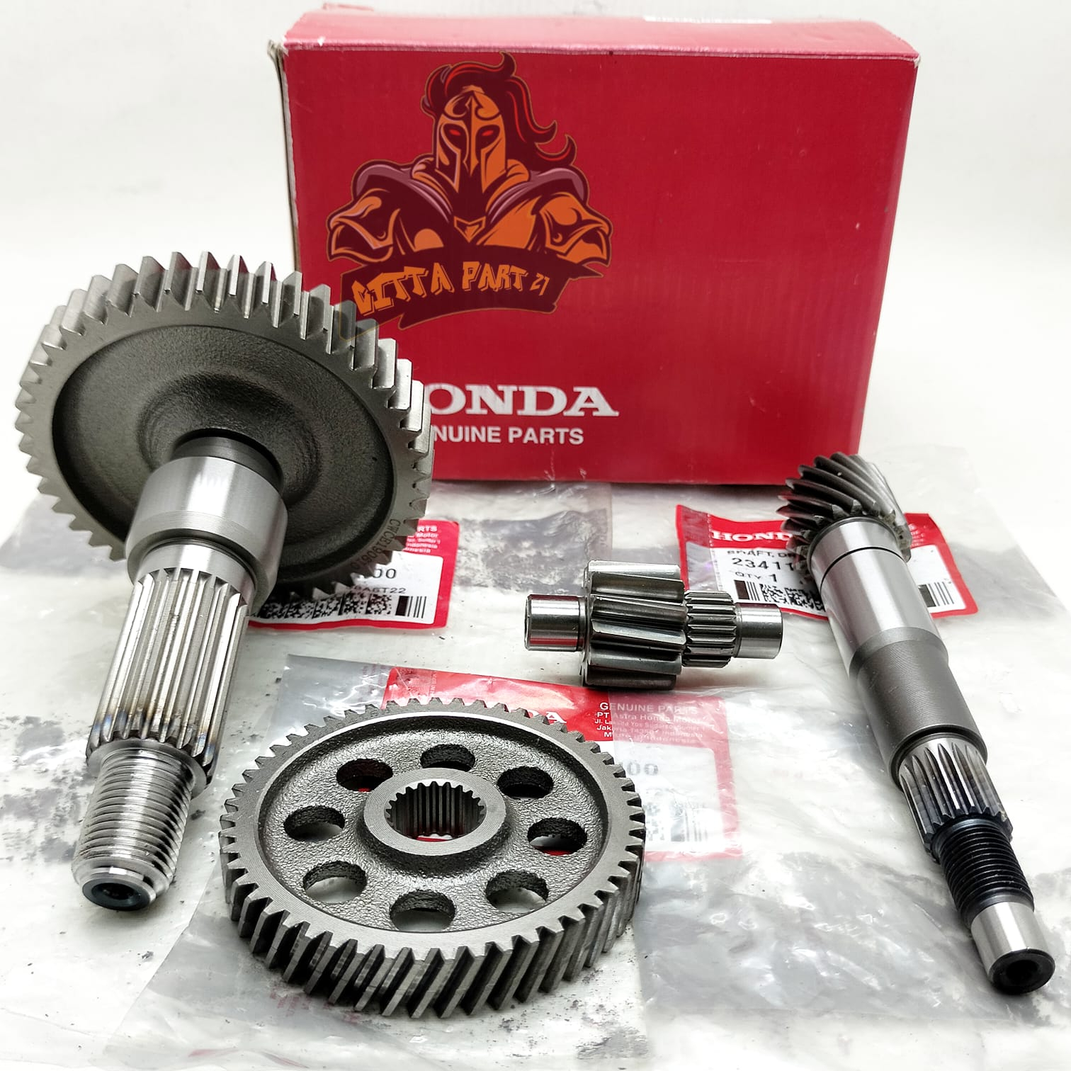 GIGI GEAR RASIO SET KOMPLIT 4 MACAM ASLI ORIGINAL HONDA KUALITAS ASLI ORIGINAL HONDA AHM PRESISI DAN DIJAMIN AWET BEAT LAMA BEAT KARBU SCOOPY KARBU SPACY KARBU VARIO 110 KARBU VARIO 110 TECHNO AS PULLY PULY